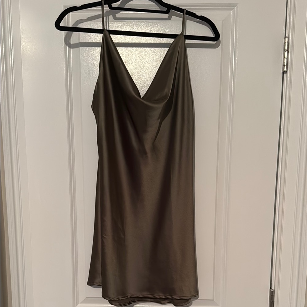 Elegant Satin Mini Dress in Brown
